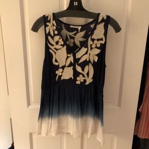 Anthropologie Embroidered Ombré Tank Top